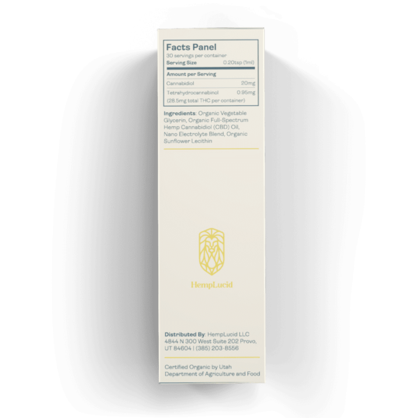 Organic Full-Spectrum Water Soluble CBD - Natural Flavor - 600mg