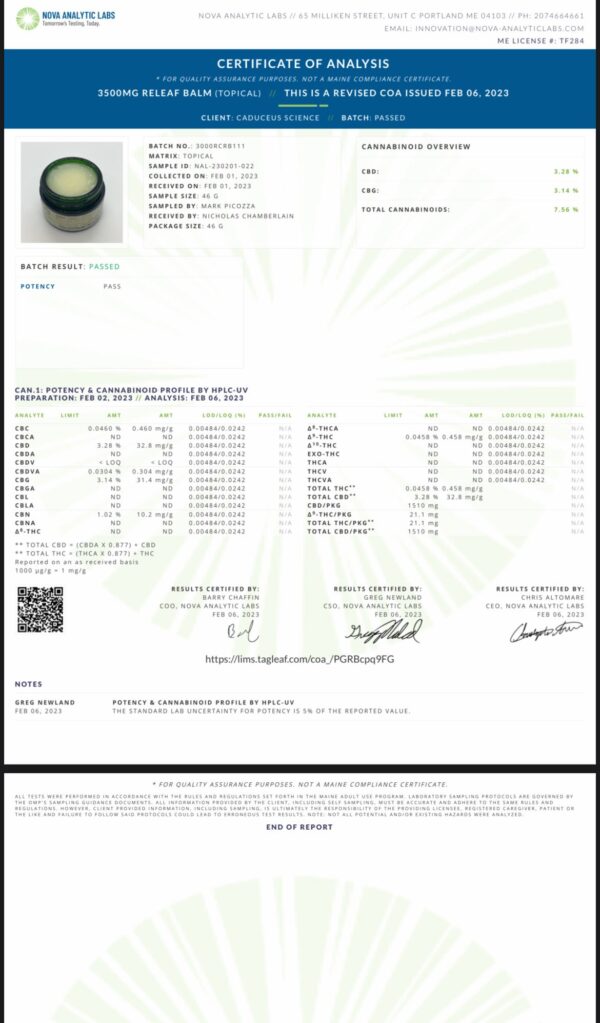 ReLeaf Balm 1:1 CBG/CBD